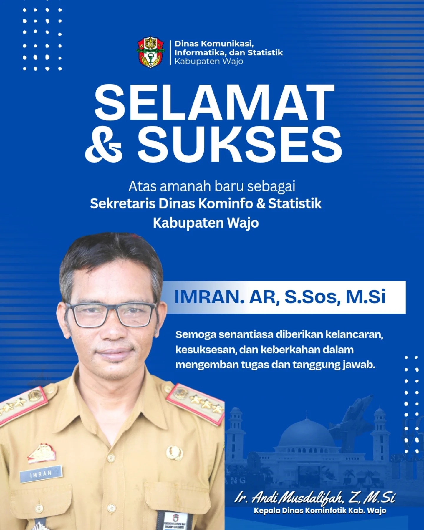Ucapan Selamat Pelantikan Sekretaris Diskominfotik
